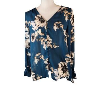 Maurice's Women's Blue Floral Shiffon Blouse Size Small